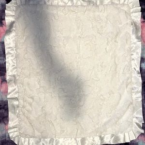 White Minky and Satin Blanket